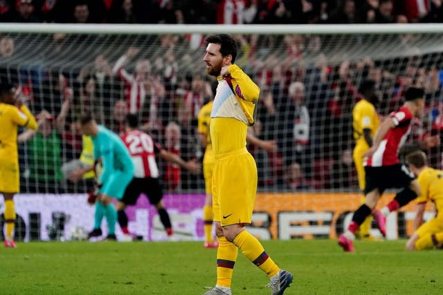 Messi appears dejected as Athletic strike late