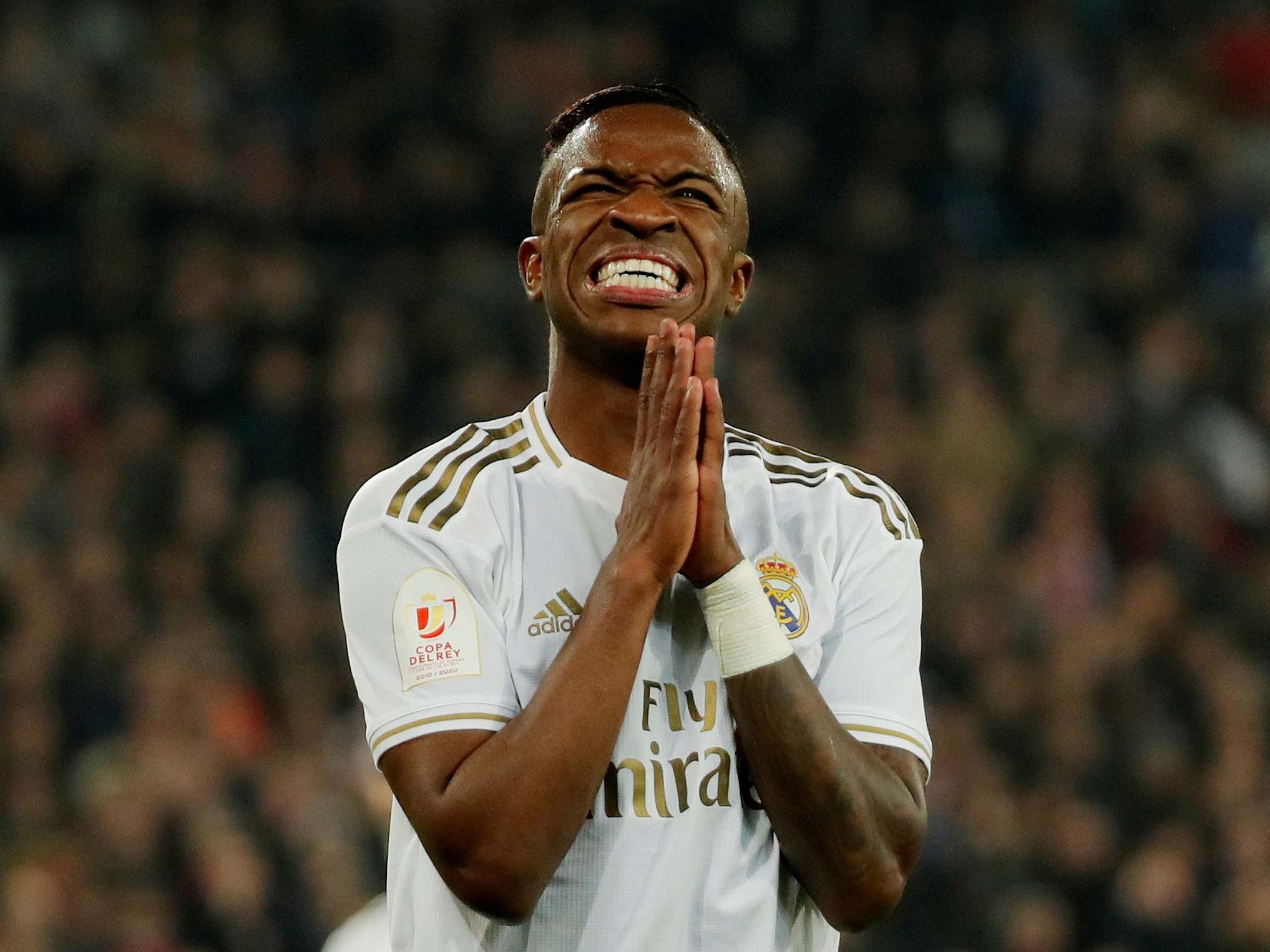 Vinicius Jr reacts as Real Madrid fall to Real Sociedad