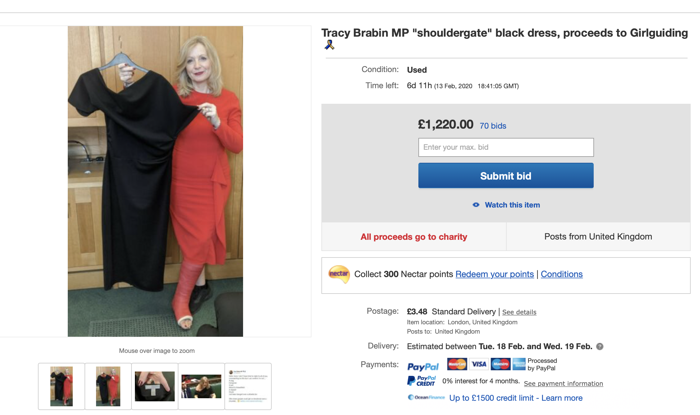 Tracy Brabin is selling the dress to raise money for Girlguiding UK (eBay)