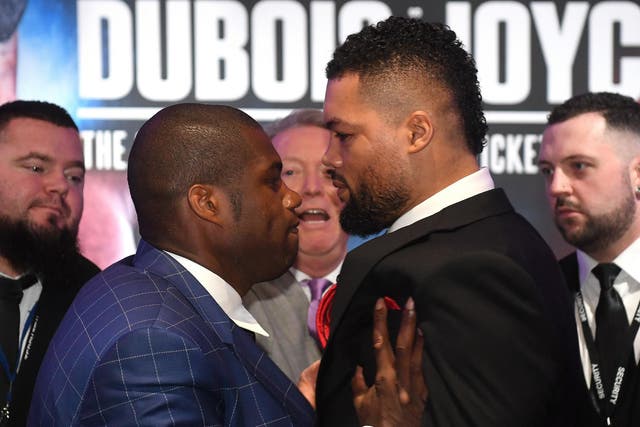 Dubois and Joyce come face to face during a pre-fight press conference