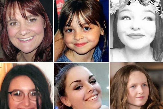 Six of the 22 victims of the Manchester Arena terror attack: (clockwise from top left) Elaine McIver, 43, Saffie Roussous, 8, Sorrell Leczkowski, 14, Megan Hurley, 15, Olivia Campbell-Hardy, 15, Nell Jones, 14