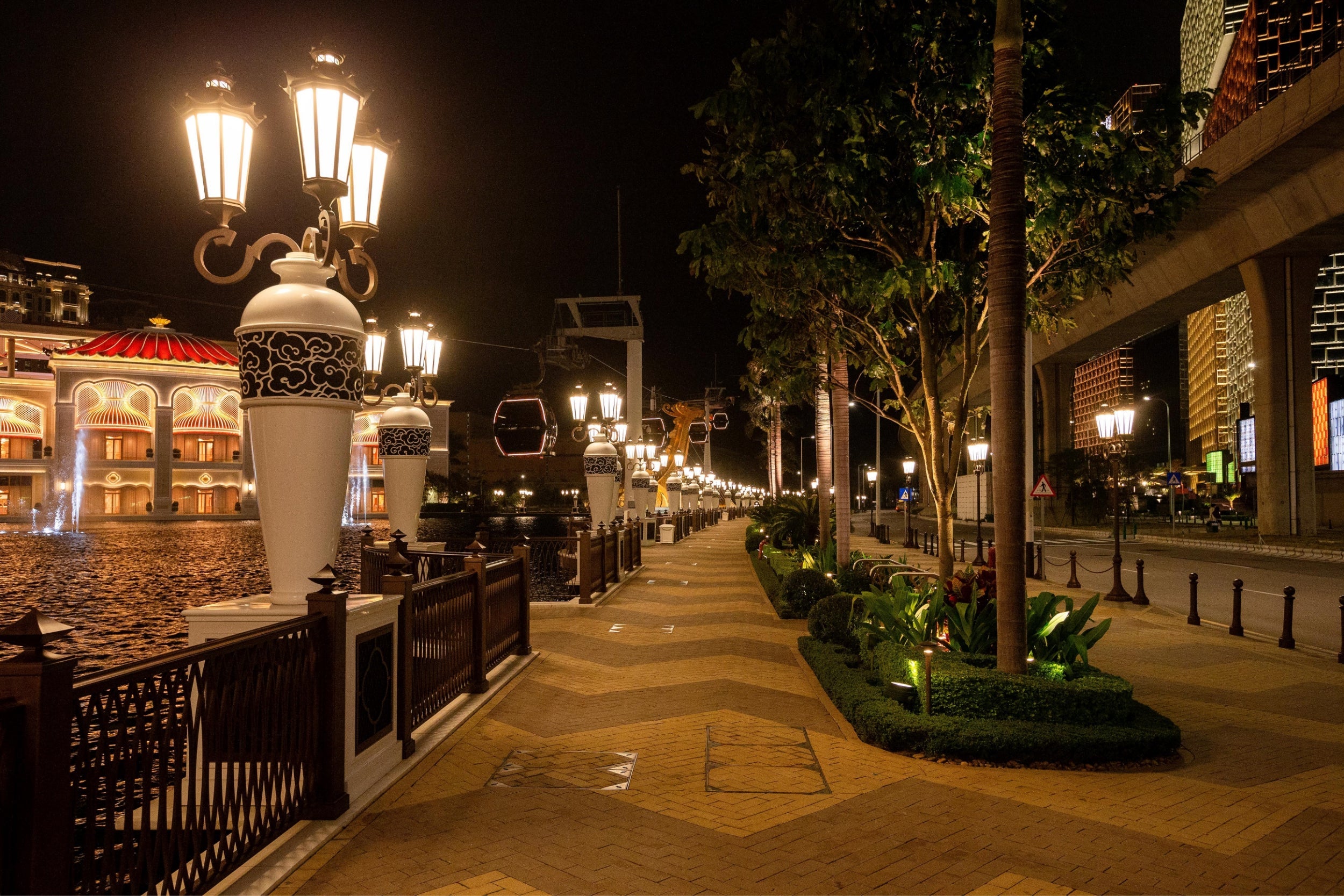 The casino area in Cotai is without people after the Macau government announced that the casinos will be closed for two weeks