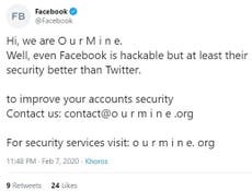 Facebook's Twitter account hacked