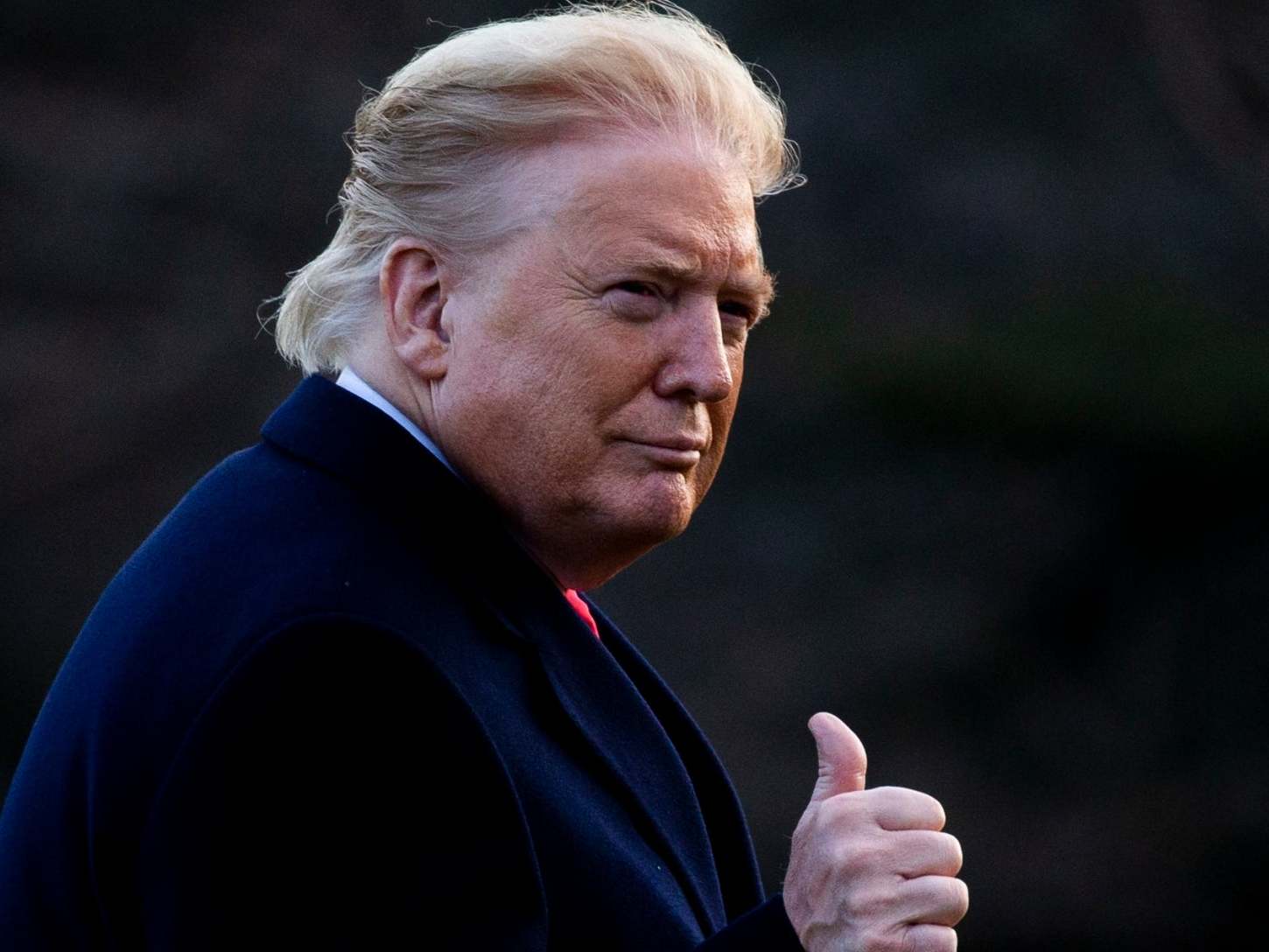 Donald Trump on the the White House South Lawn on 7 February 2020
