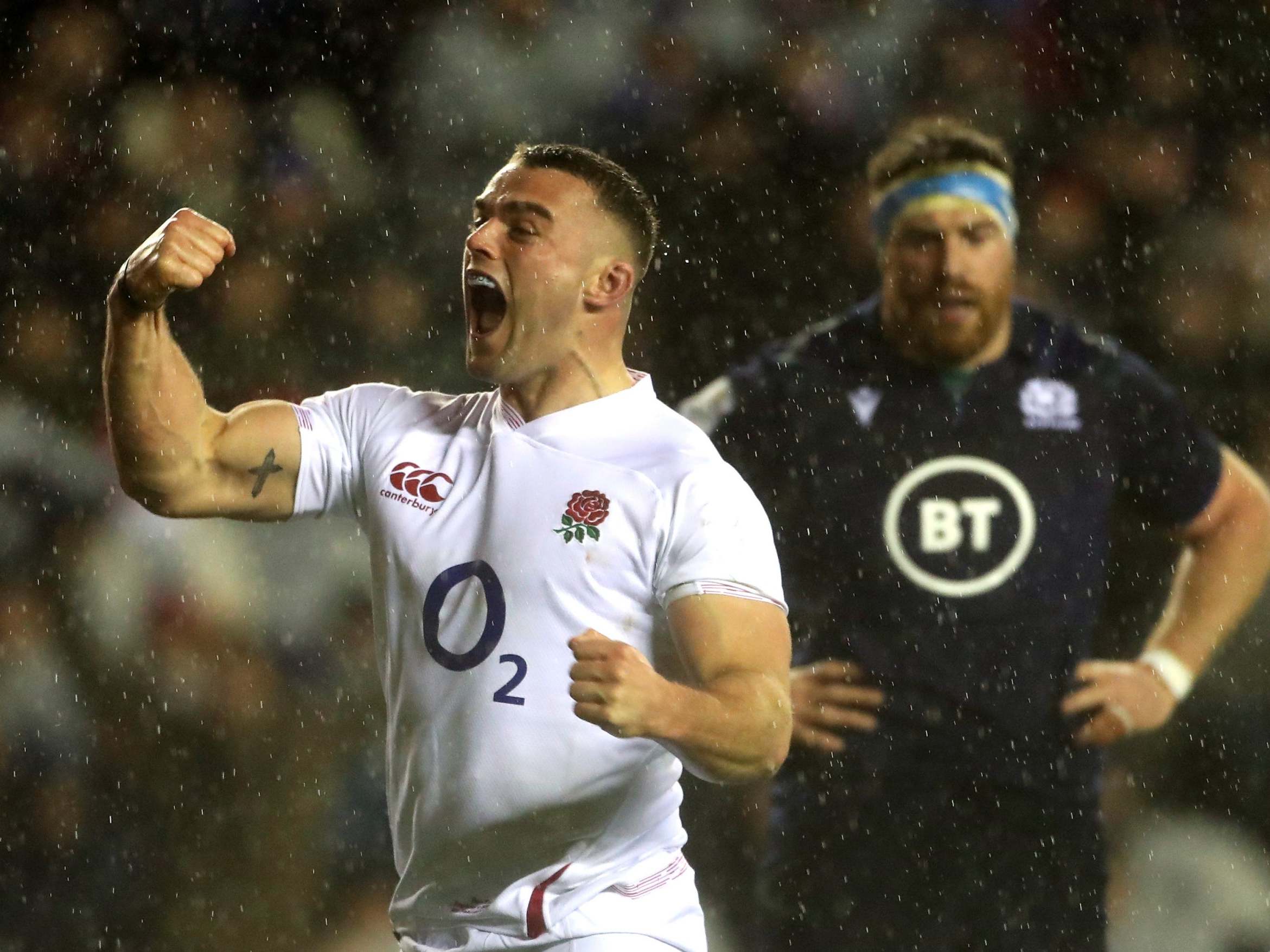 Ben Earl celebrates England's crucial second-half try