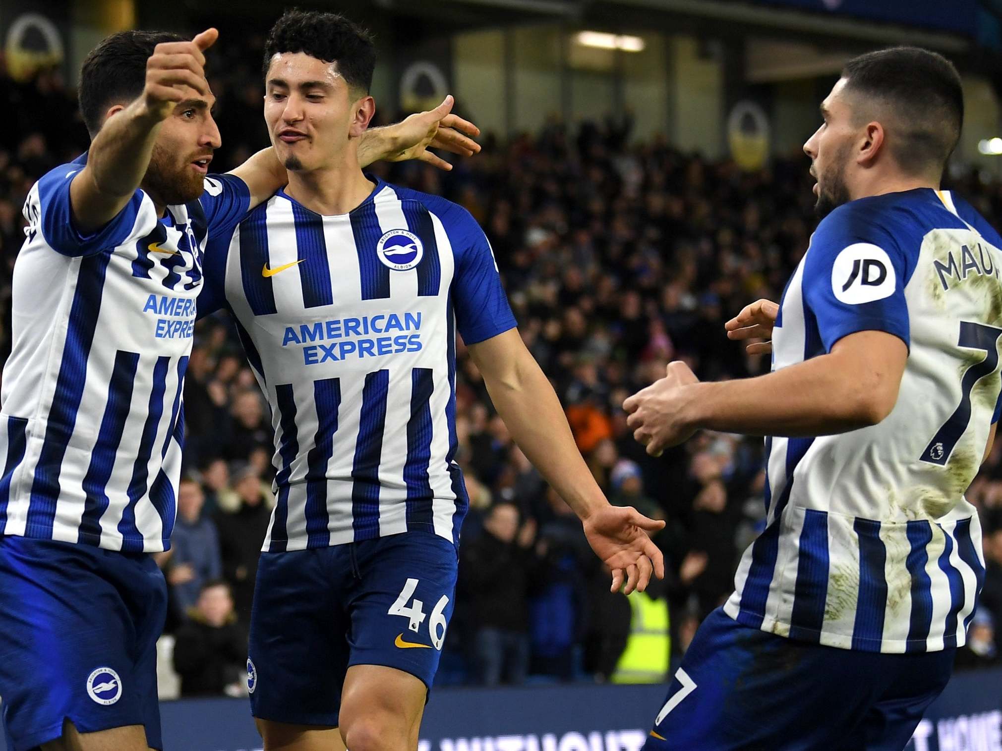 Brighton celebrate salvaging a point against Watford