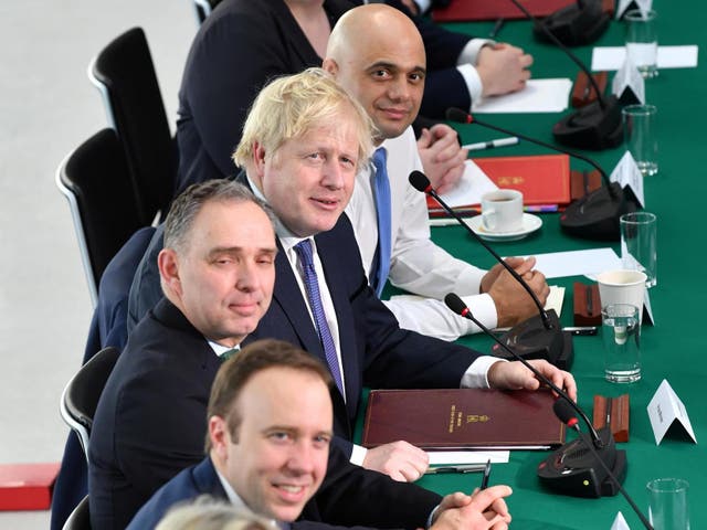 Boris Johnson chairing a cabinet meeting in January, 2020