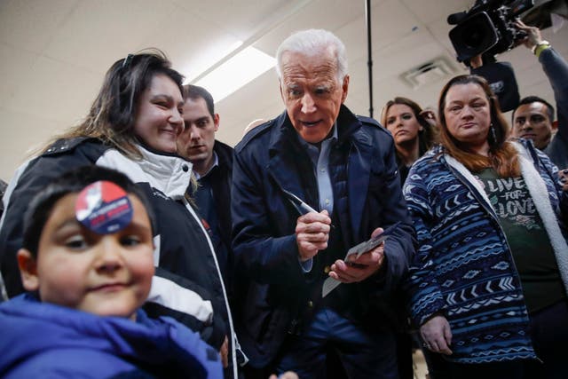 Joe Biden campaigning in Manchester ahead of the New Hampshire primary