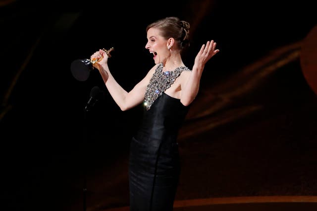 Hildur Gudnadottir accepts the Oscar for Best Original Score for "Joker" at the 92nd Academy Awards in Hollywood