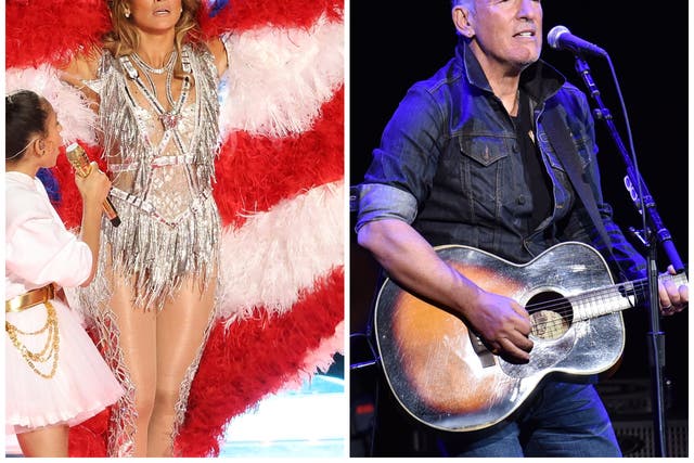 Jennifer Lopez (left) asked Bruce Springsteen if she could perform 'Born in the USA' at the Super Bowl