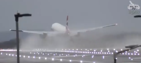 A British Airways plane had a bumpy landing during Storm Ciara winds