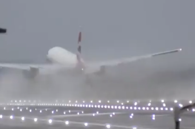 A British Airways plane had a bumpy landing during Storm Ciara winds