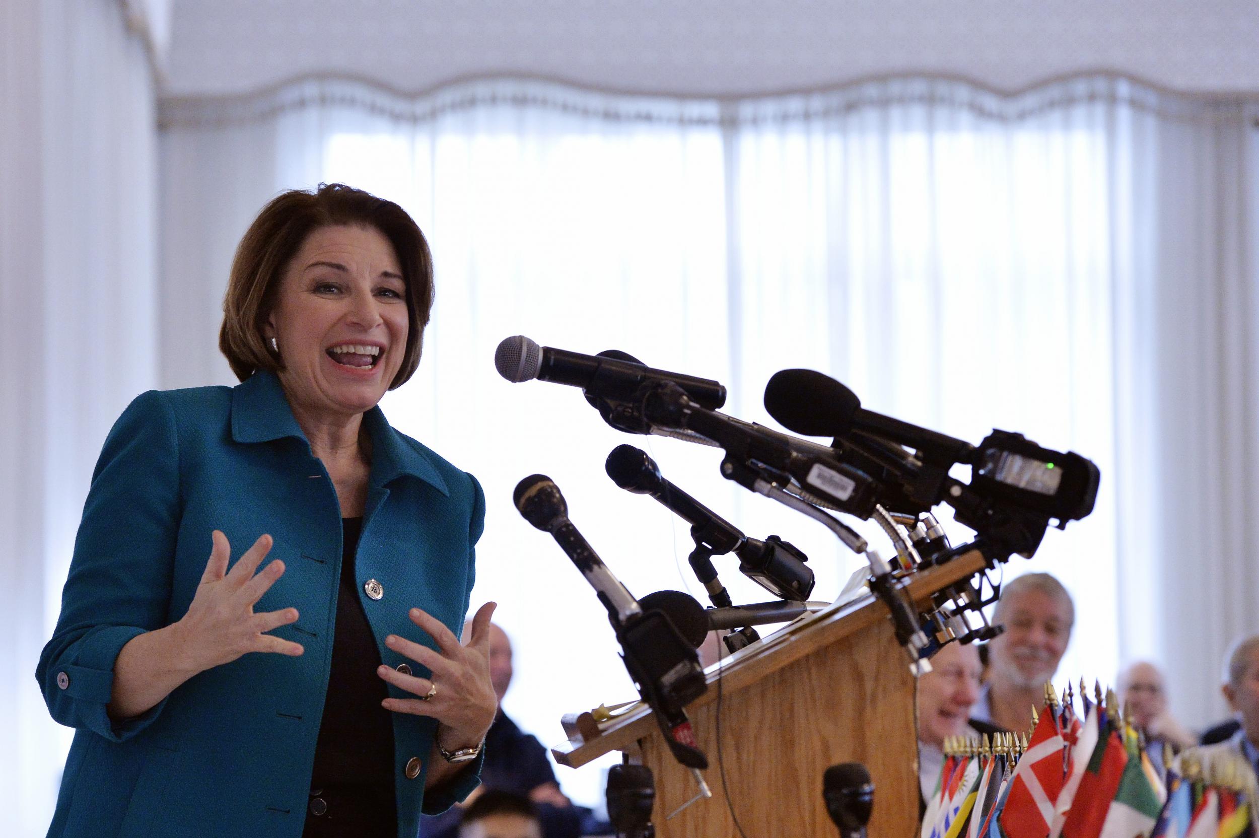 US Presidential Candidate Senator Amy Klobuchar (D-MN) speaks to Rotary Club members at the Nashua Country Club