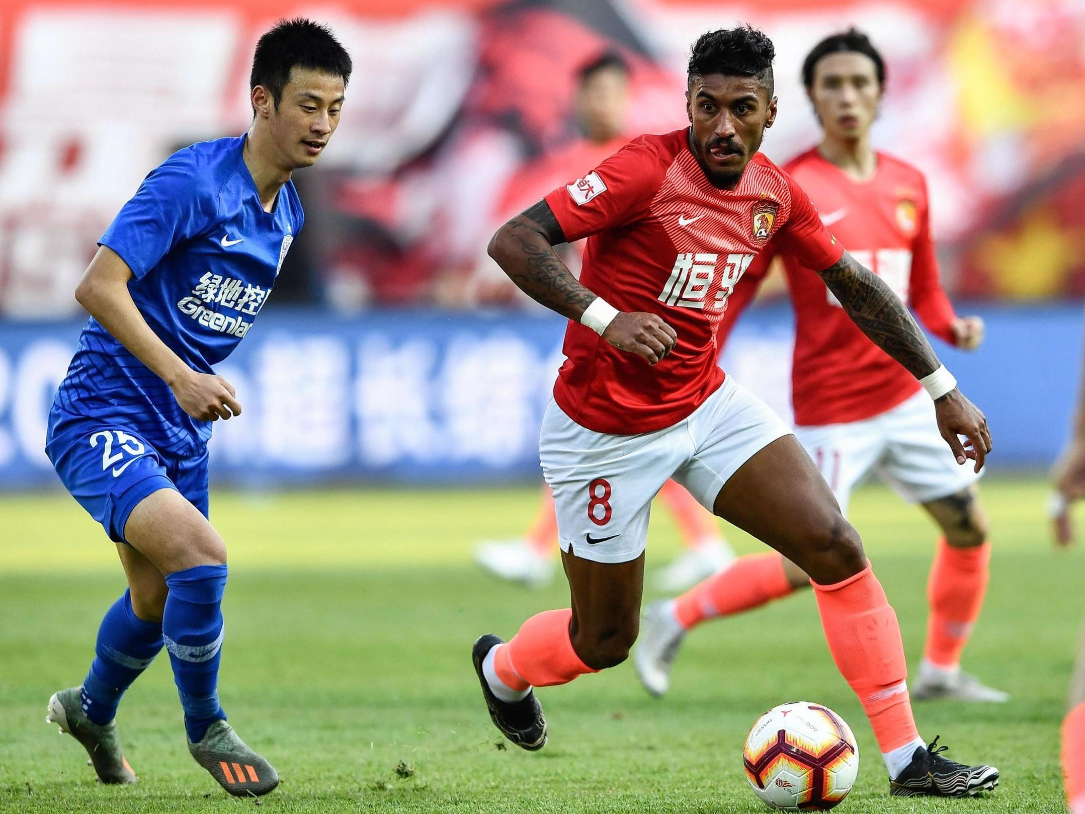 Guangzhou Evergrande's Paulinho in action in the Chinese Super League