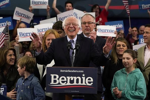 Bernie Sanders gives his victory speech in Manchester after New Hampshire primary win