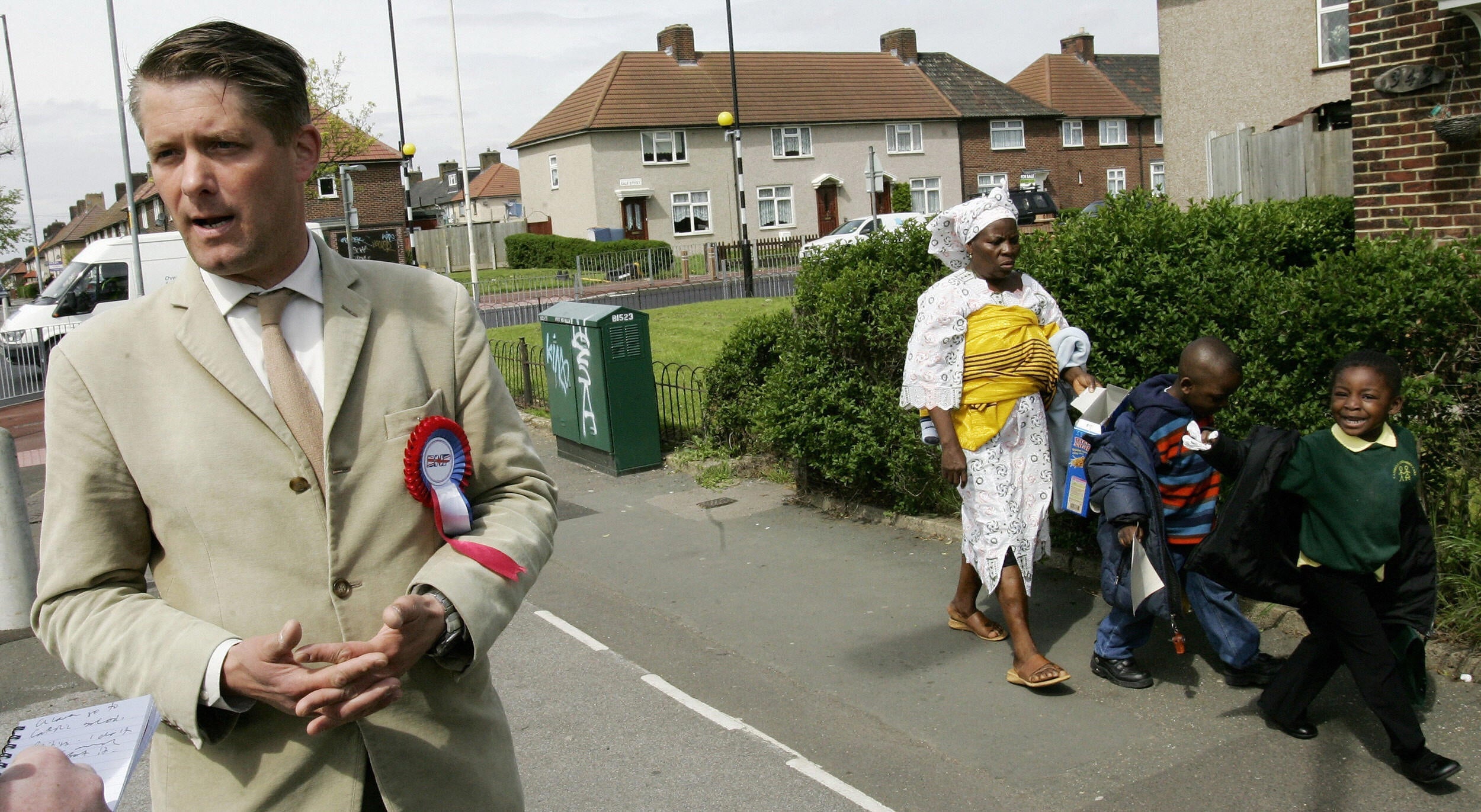 Richard Barnbrook on the campaign trail in Barking and Dagenham for the BNP in May 2006