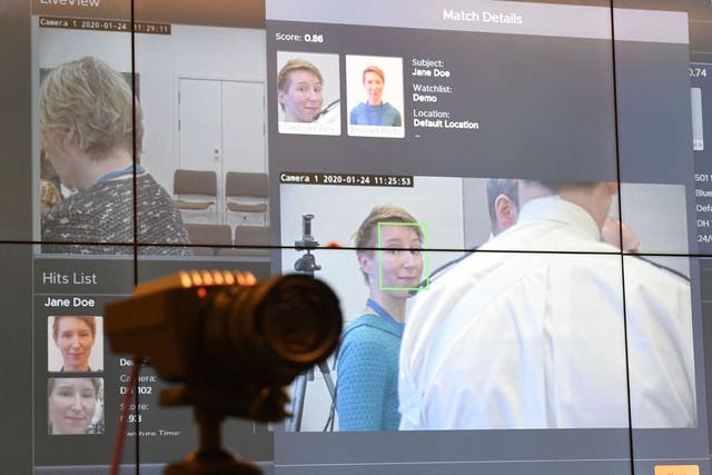A camera being used during trials at Scotland Yard for the new facial recognition system