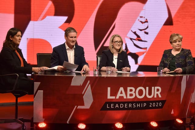 Labour leadership candidates (left to right) Lisa Nandy, Keir Starmer, Rebecca Long-Bailey and Emily Thornberry attend the first televised debate