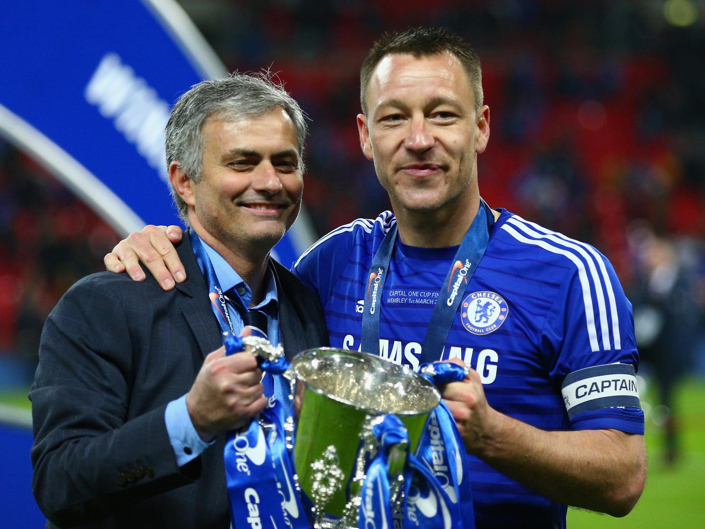 Jose Mourinho and John Terry with the League Cup trophy