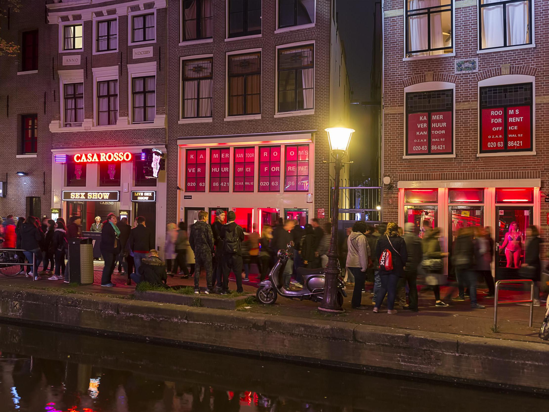 Stock image of the red light district, in Amsterdam.