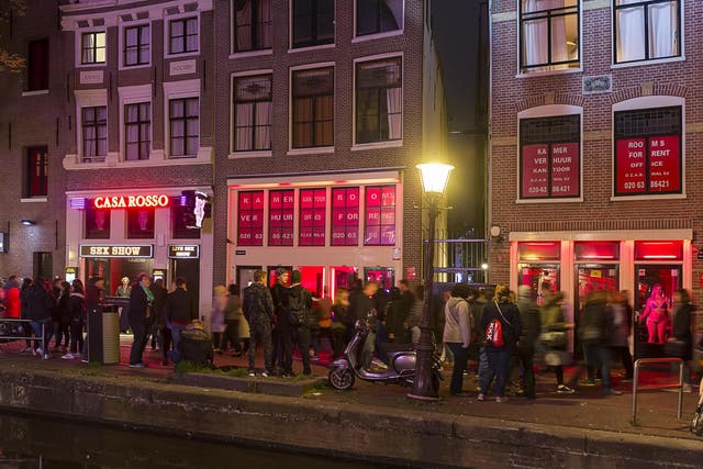 Stock image of the red light district, in Amsterdam.