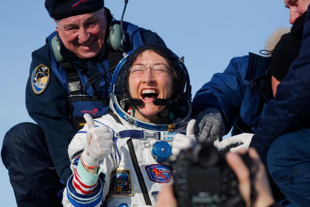 Nasa astronaut Christina Koch reunites with dog after space journey