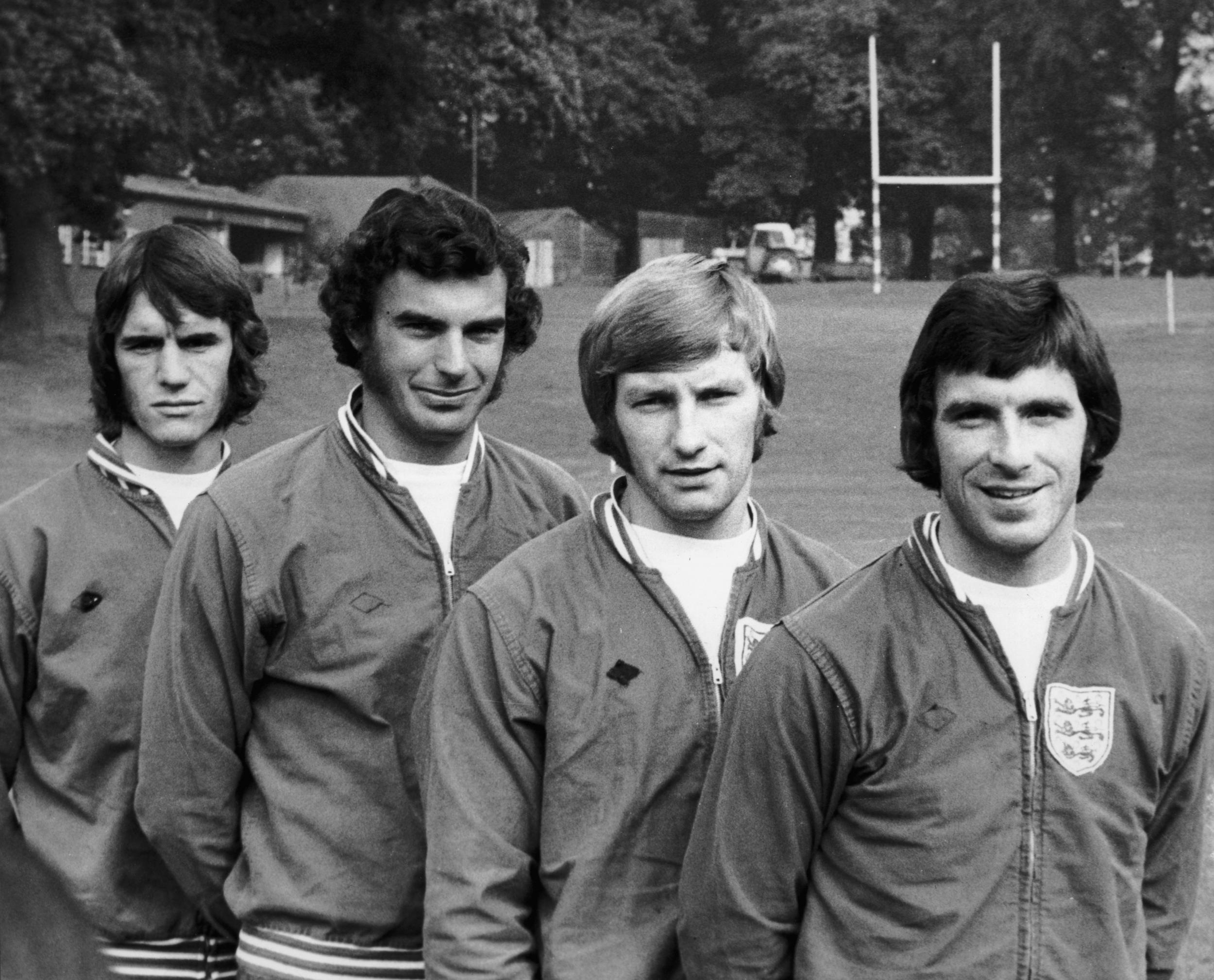 Dave Watson (Sunderland), Trevor Brooking (West Ham), David Nish and Kevin Hector (both Derby) while on England duty