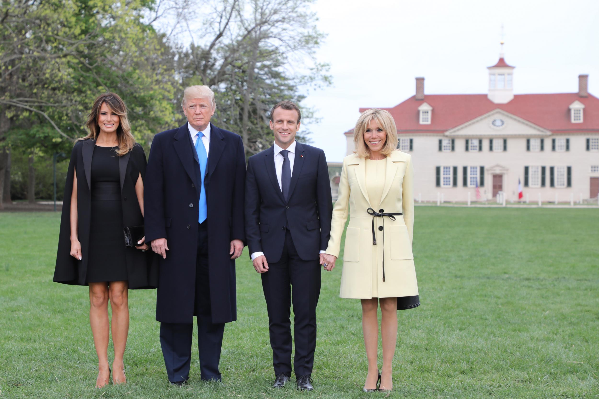 The Trumps and Macrons at George Washington’s ancestral home Mount Vernon in Virginia on 23 April 2018