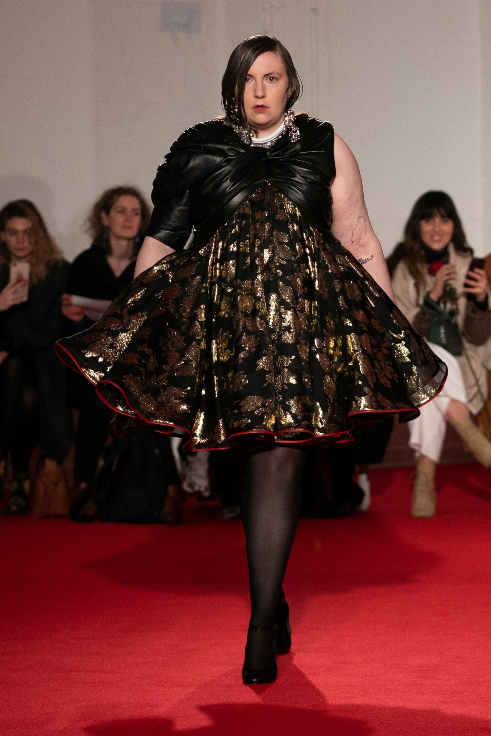 Lena Dunham walks in the 16Arlington show at London Fashion Week