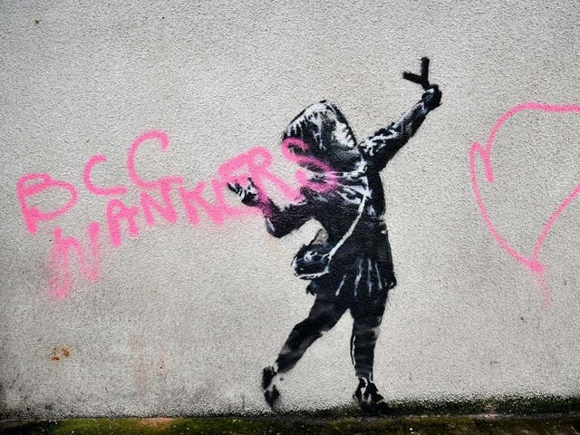Related video: Valentine’s Day-inspired street art created by Banksy appears in his home city of Bristol