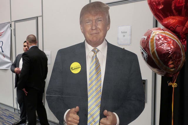 A cardboard cutout of Donald Trump at a Republican convention in Kansas