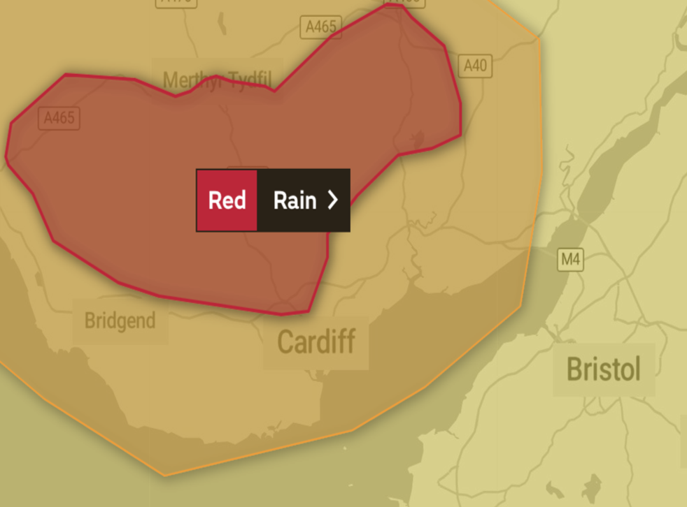 Red alert: forecasters have warned of "danger to life from fast flowing or deep floodwater"