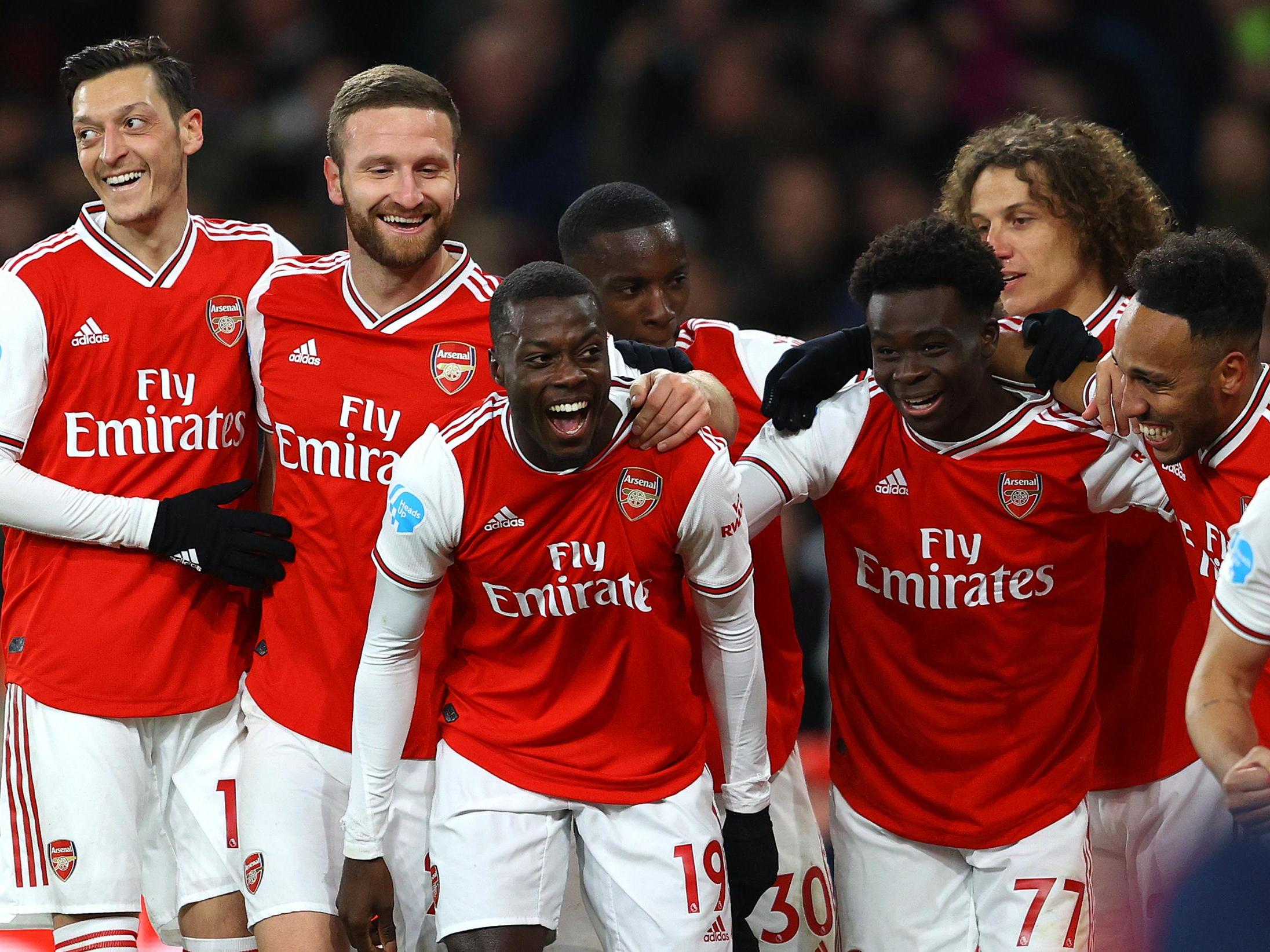 Pepe celebrates scoring the second for Arsenal