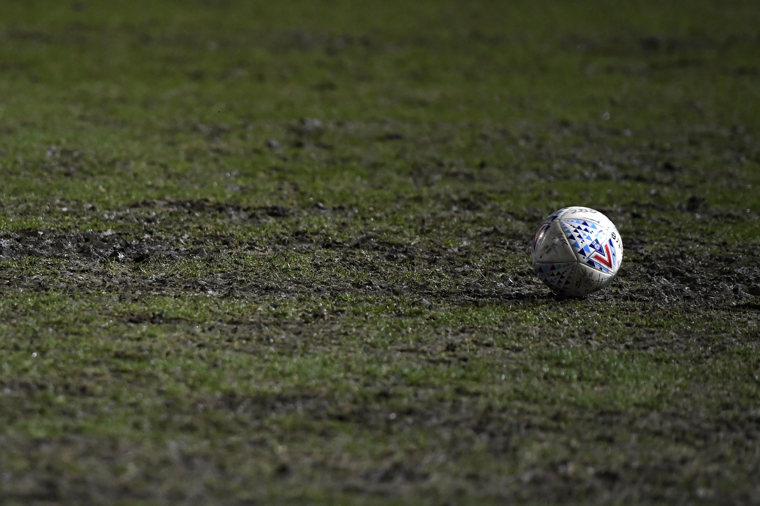 Portadown striker celebrates prematurely as Storm Dennis deluge leaves goal-bound shot stuck in the mud