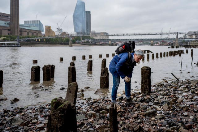 Mudlark Lara Maiklem doesn’t use a metal detector as she explores the river’s banks, preferring to collect just what the river leaves