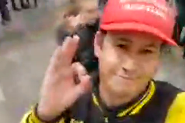 In shaky live-stream footage posted to other supporters, backers of the far-right group could be seen making hand gestures associated with white nationalism.