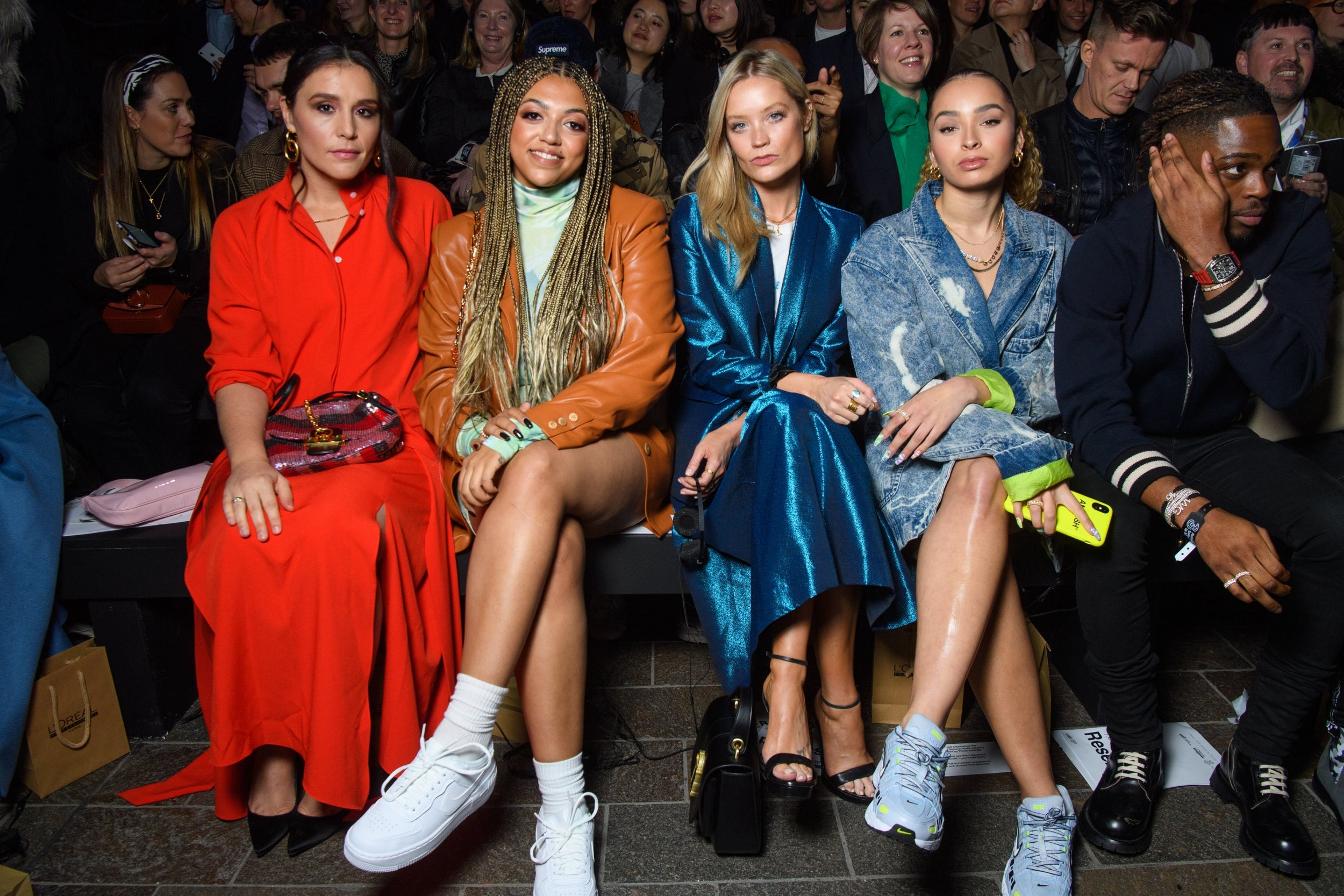 (From left) Jessie Ware, Mahalia, Laura Whitmore and Ella Eyre attend last month’s Central Saint Martin’s MA show at London Fashion Week