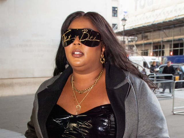 US singer Lizzo arrives at BBC Broadcasting House, London, to perform on Radio 1's Live Lounge for Clara Amfo