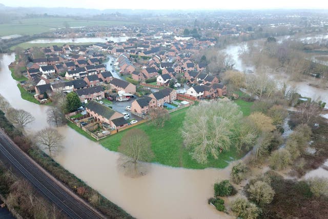 Flooding in Lower Bullingham, Hereford, in the aftermath of Storm Dennis. The Met Office's new supercomputer is intended to help beef up the UK's flood defences