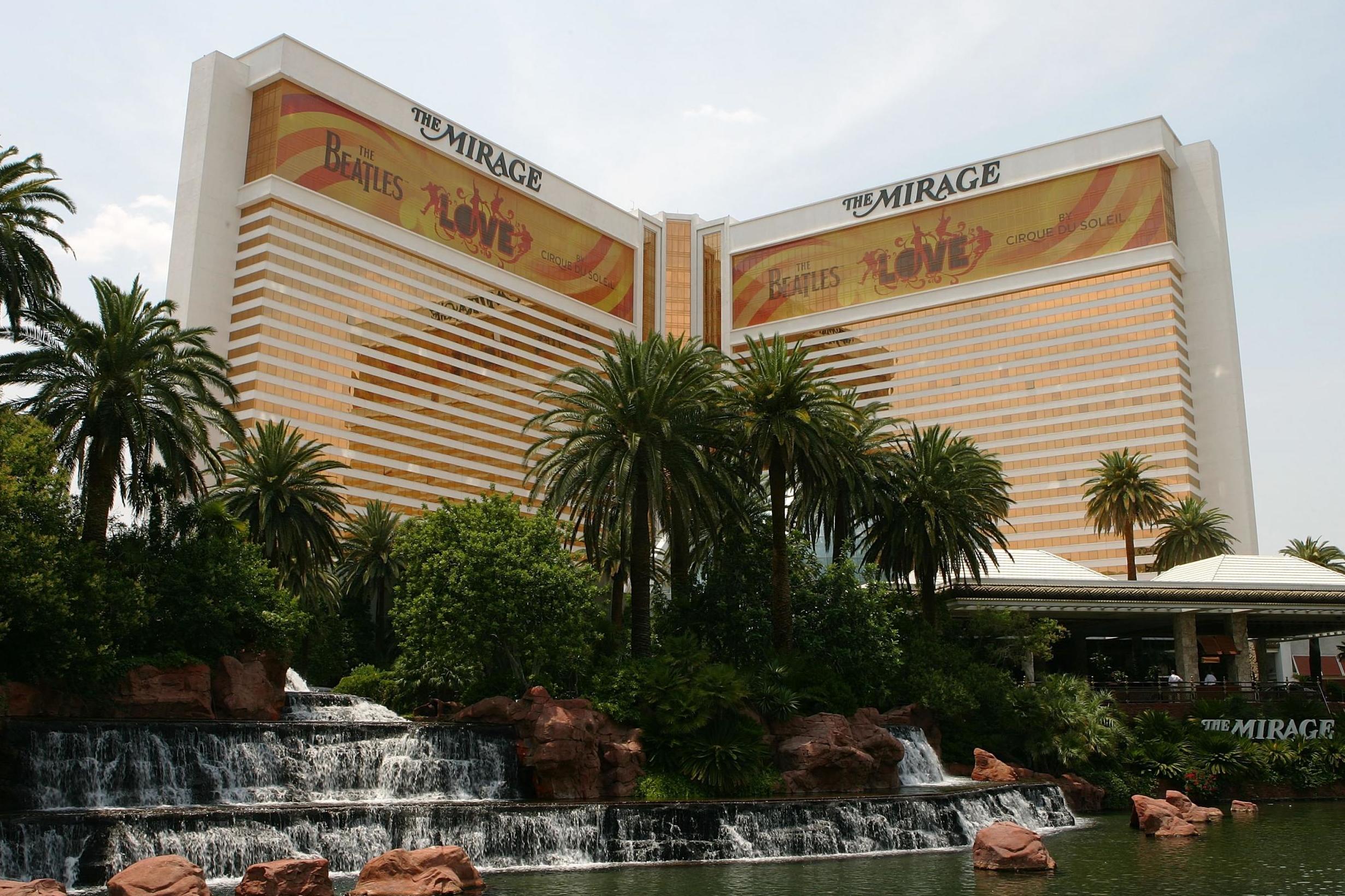 The Mirage hotel and casino advertises The Beales LOVE show in 2006 in Las Vegas.