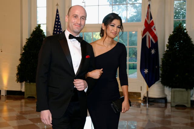 Stephen Miller and Katie Waldman at the White House for a state dinner with Australian prime minister Scott Morrison in September 2019