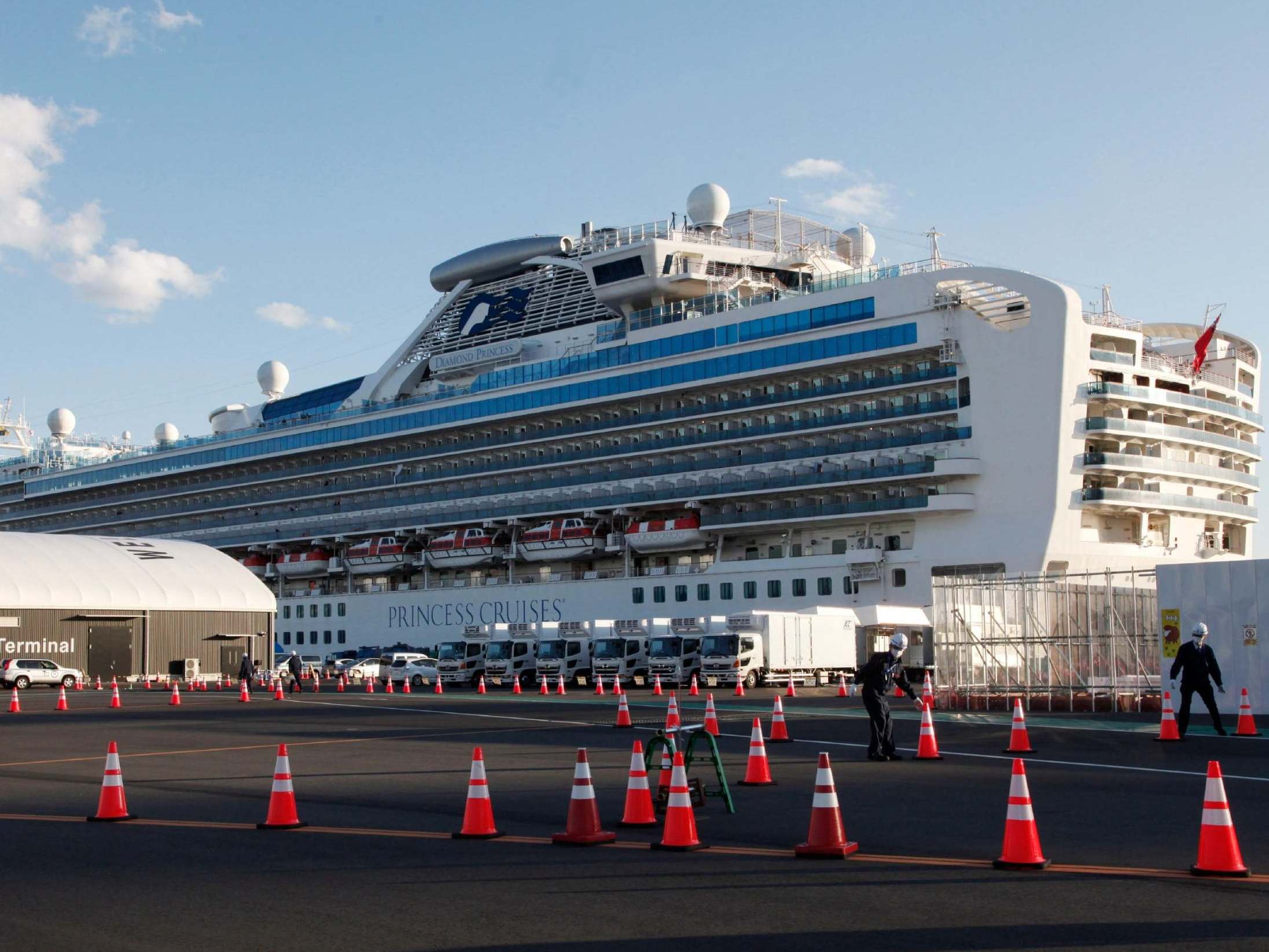 The quarantined cruise ship Diamond Princess is anchored at the Yokohama Port in Yokohama, near Tokyo, Japan, 18 February, 2020.