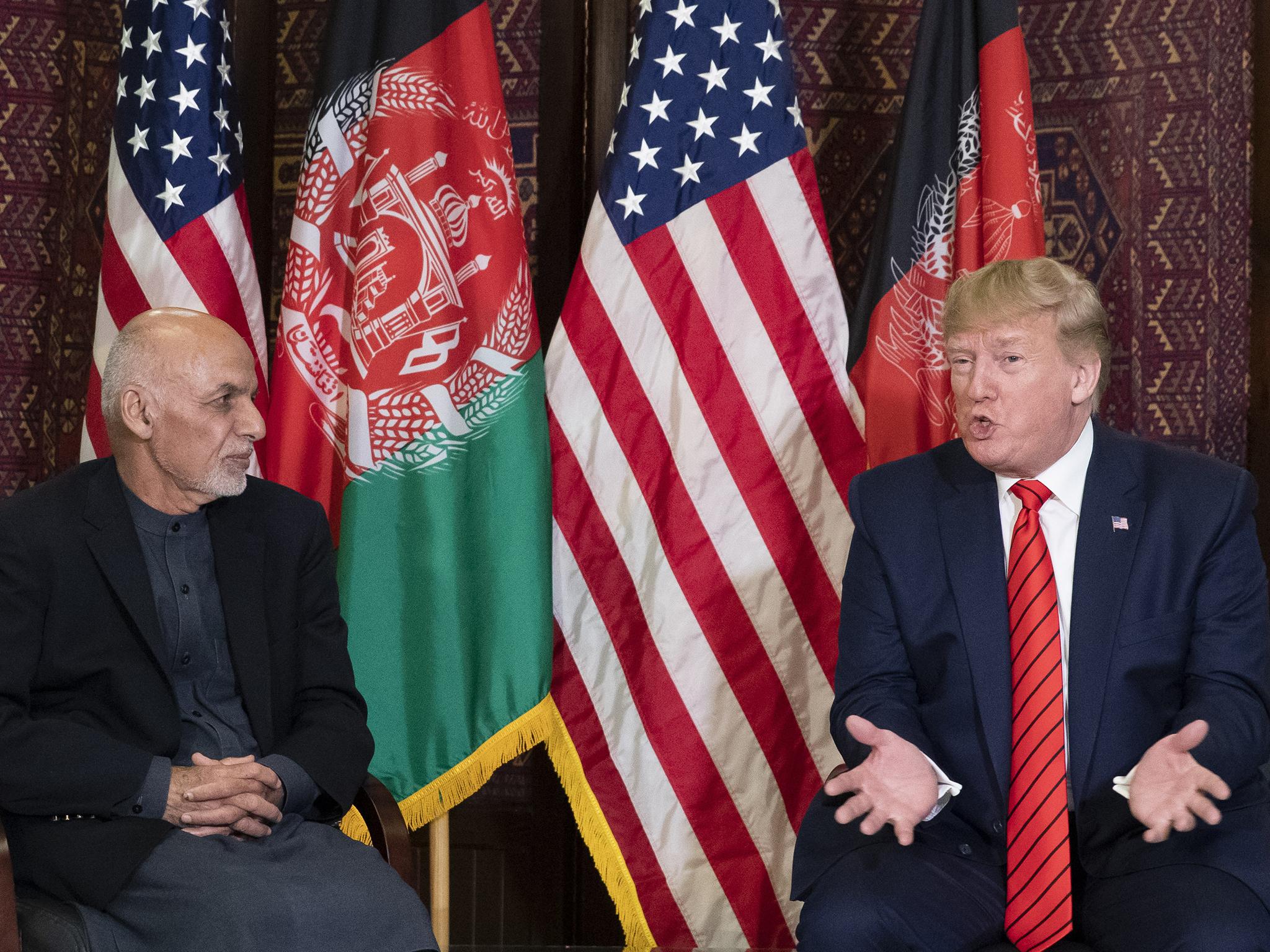 Trump met with Afghan president Ghani during a surprise visit to US troops in November