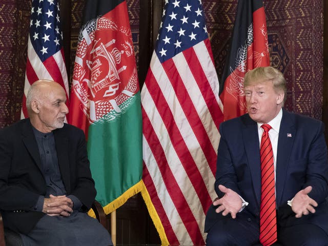 Trump met with Afghan president Ghani during a surprise visit to US troops in November