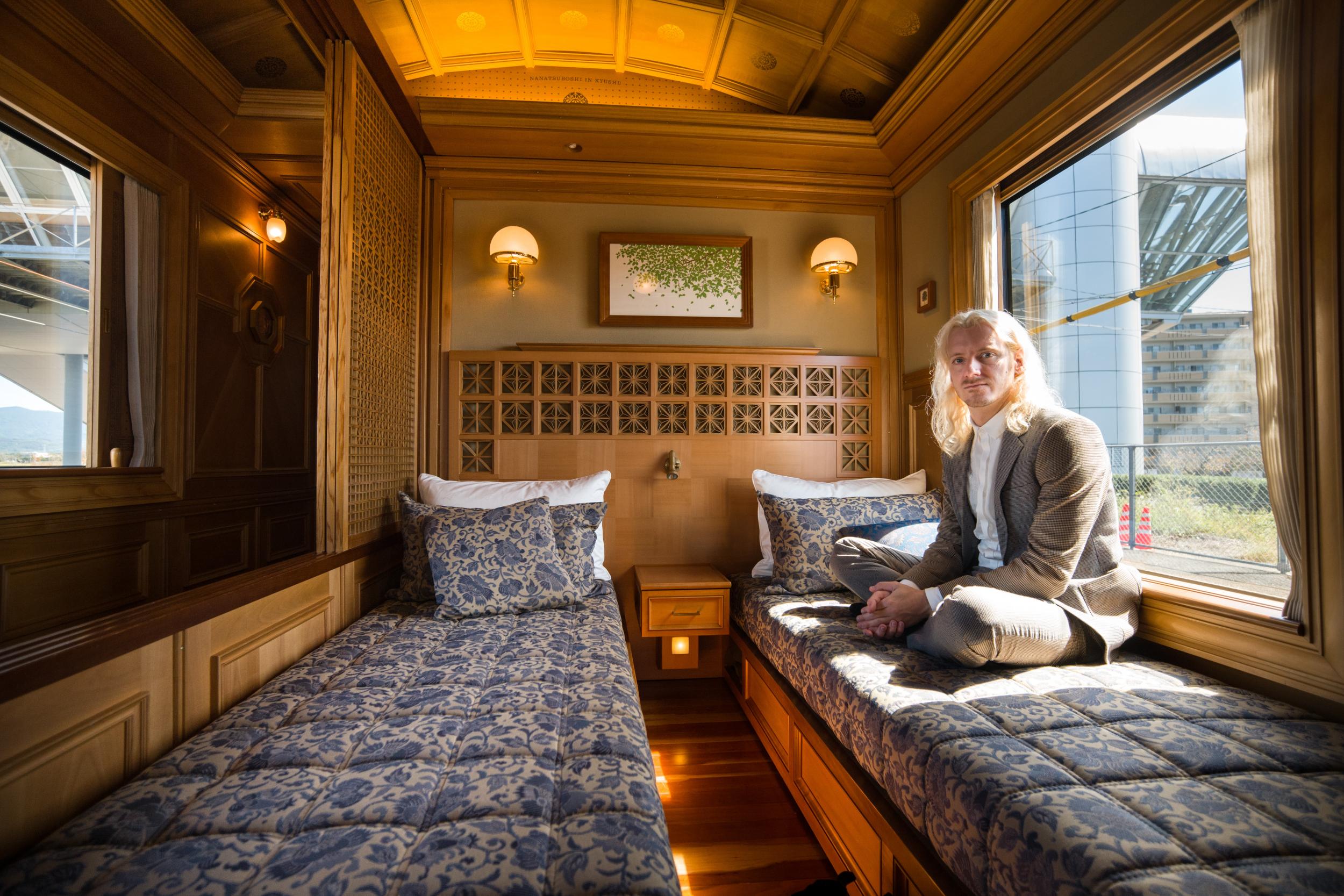Christopher in his luxury Seven Stars suite