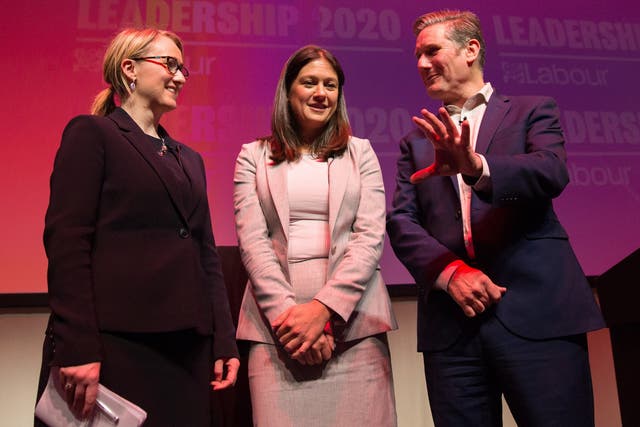 Rebecca Long-Bailey, Lisa Nandy and Sir Keir Starmer speak at a Labour leadership hustings in Glasgow last week