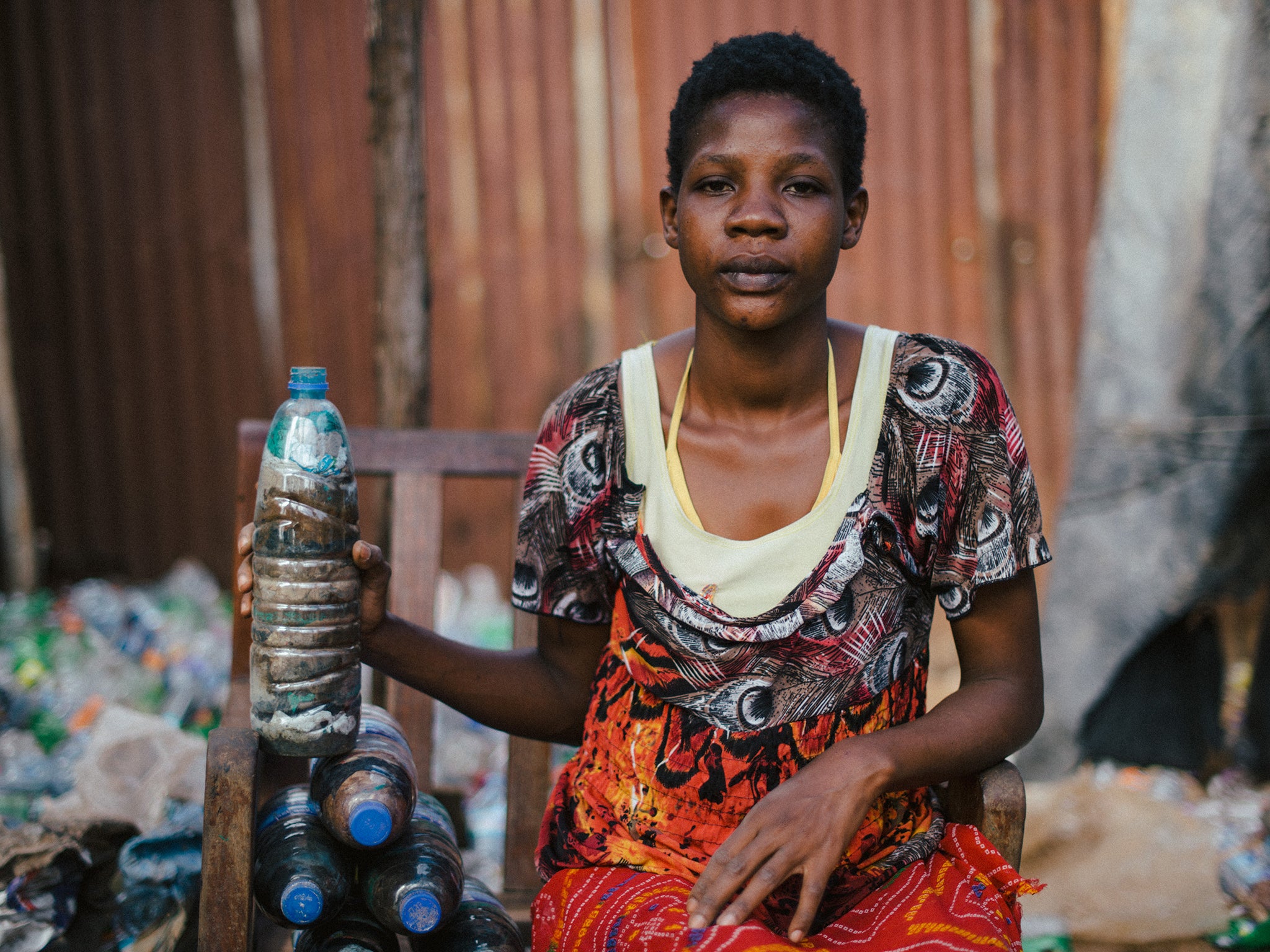 Bottle bricks, made from fifty or so plastic bags stuffed into plastic bottles, not only provide jobs but serve as building material for composting latrines