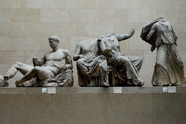 The Parthenon Marbles, a collection of stone objects, inscriptions and sculptures, also known as the Elgin Marbles, at the British Museum