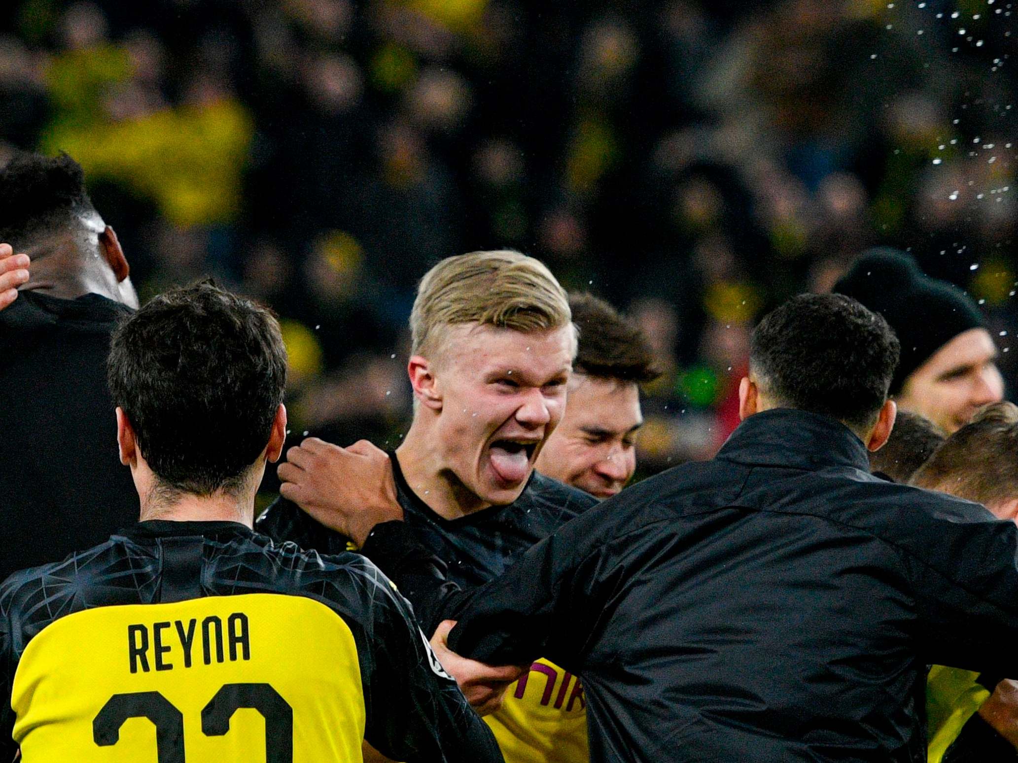 Haaland celebrates his winner for Dortmund