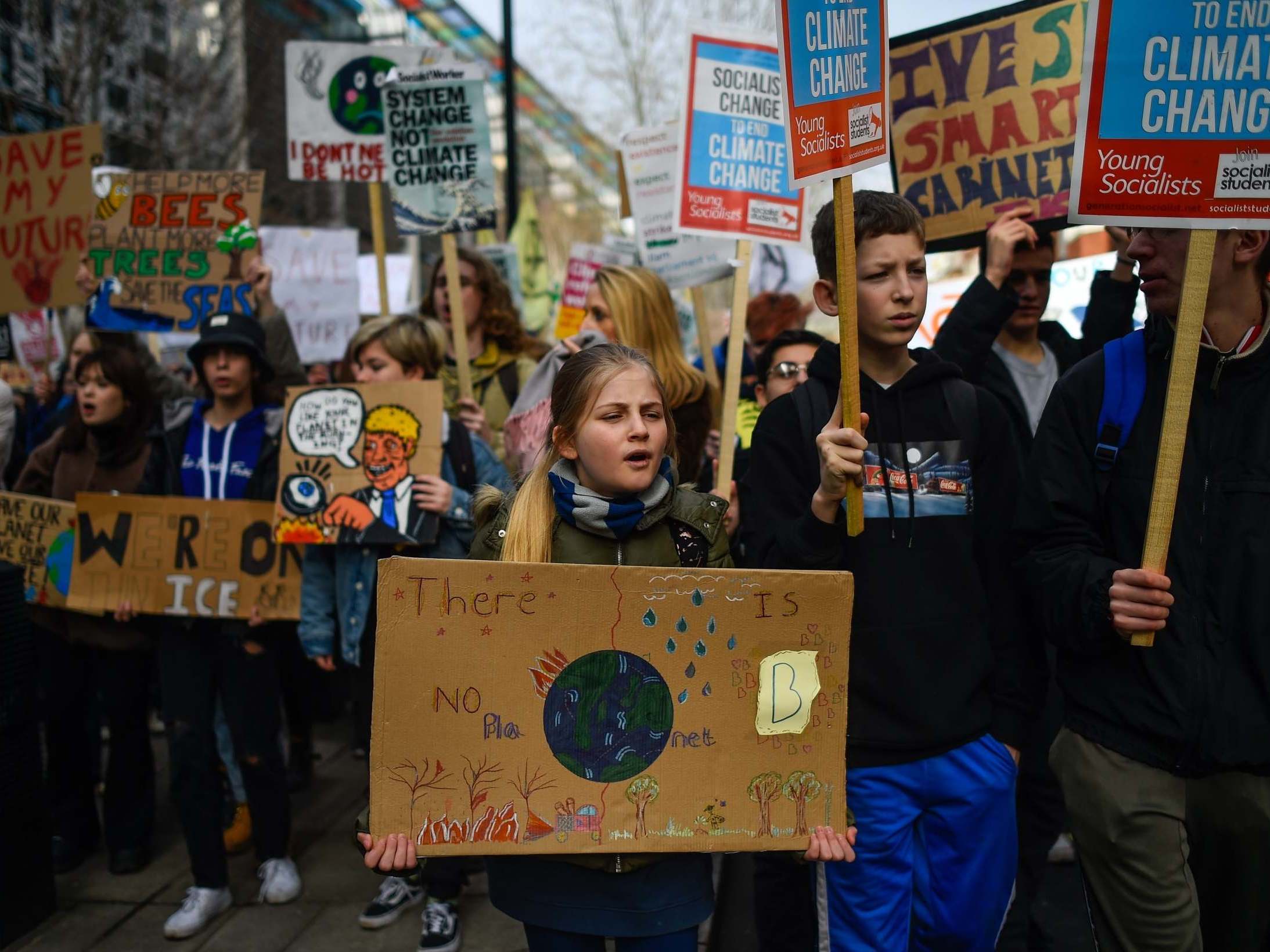 Young protestors take part in a climate strike in London last Friday